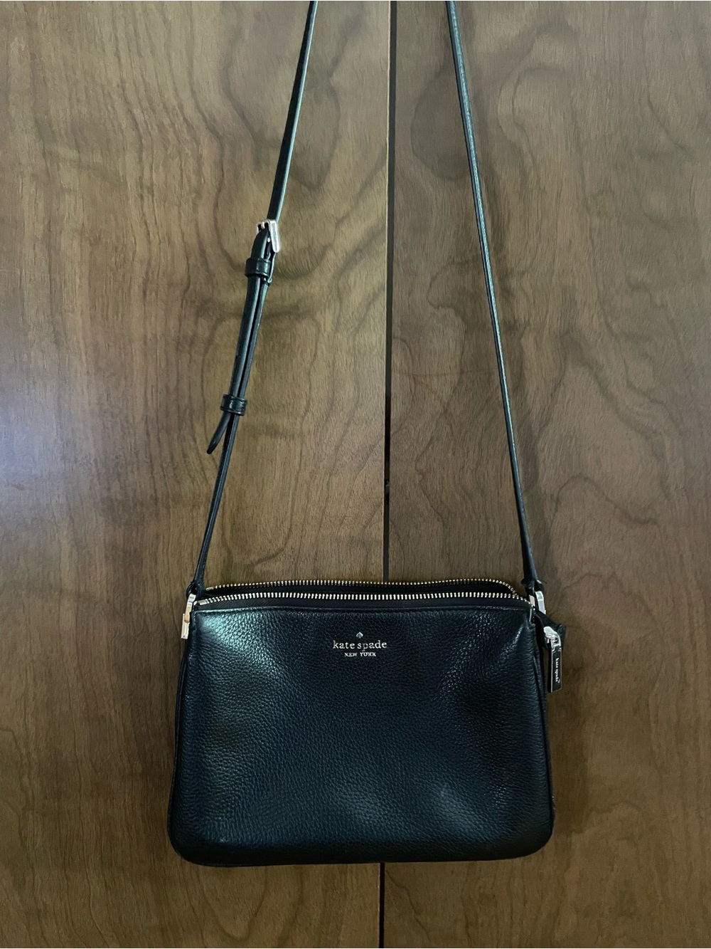 kate spade Black Pebbled Leather Crossbody with Gold Hardware